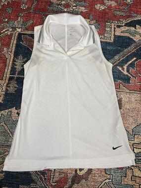 XS Nike White Sleeveless Dri-FIT tennis golf Polo Tank with Black Trim